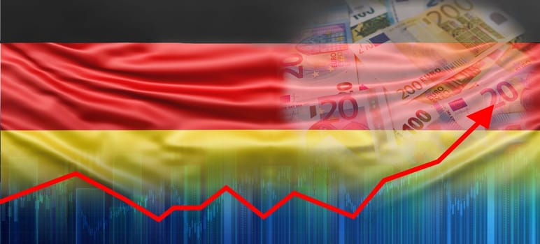 Financial graph of German economic recovery. Germany economy growth on financial graph