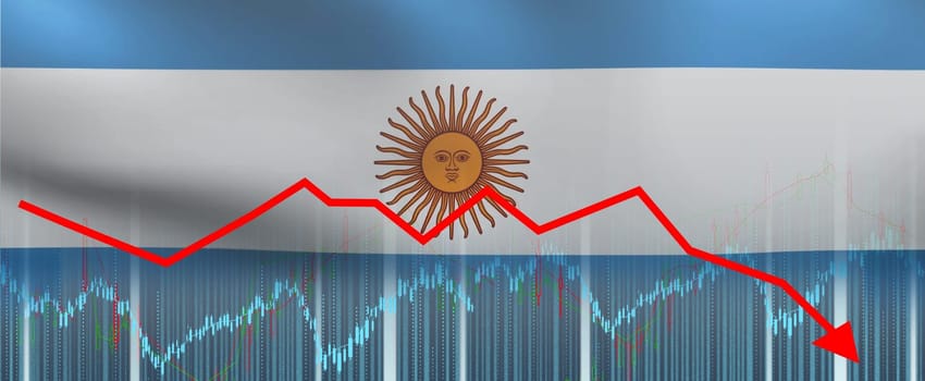 Graph of the fall of the Argentine economy, economic decline. Argentine economic crisis graph, economic collapse