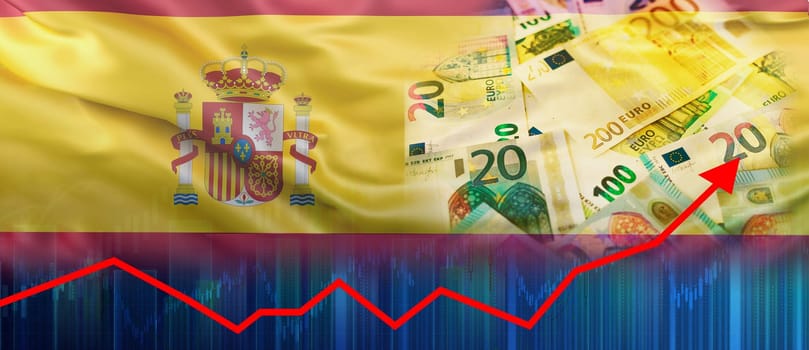Graph of recovery of the economy of Spain. Growth of the Spanish economy on the financial graph