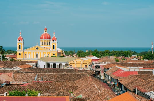 Colonial cathedral of Granada seen from the viewpoint of the La Merced church