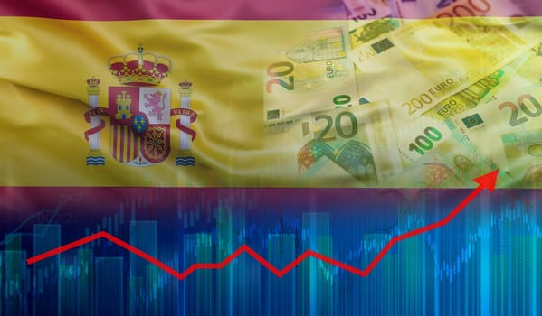 Growth of the Spanish economy on the financial graph. Graph of recovery of the economy of Spain