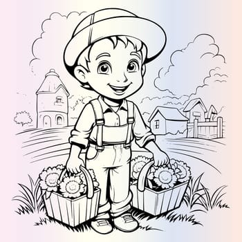 Farmer Coloring Page For Kids