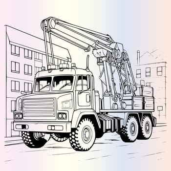 Engineering Vehicle Truck Coloring Pages Drawing for Kids