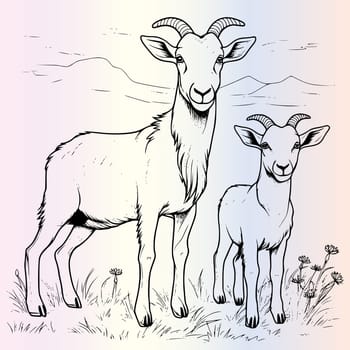 Family Of Goats Coloring Pages Drawing For Kids