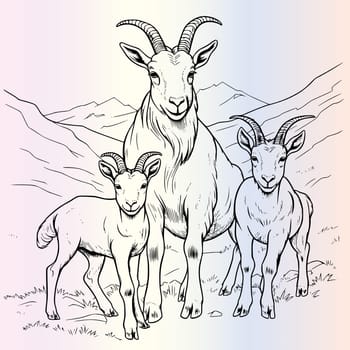 Family Of Goats Coloring Pages Drawing For Kids