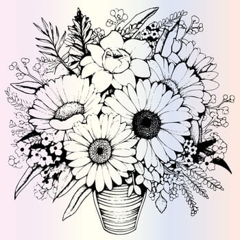 Flowers Bouquet Coloring Page For Kids