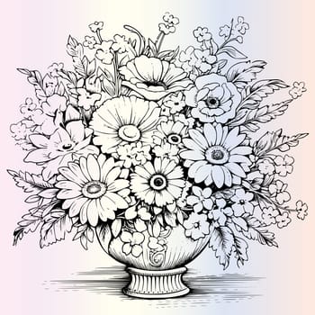 Flowers Bouquet Coloring Page For Kids