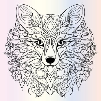 Fox Face Art Coloring Page Drawing