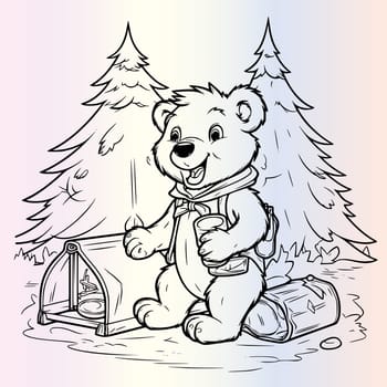 Funny Bear With Camping
