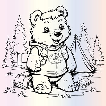Funny Bear With Camping