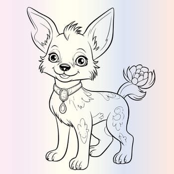 Funny Chihuahua Dog Coloring Page Drawing For Kids