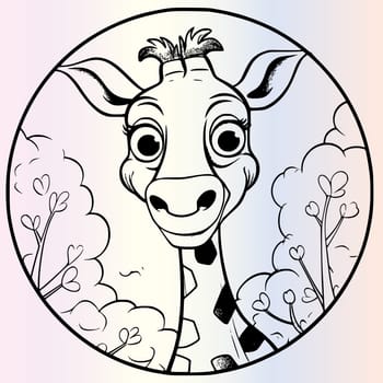 Funny Giraffe Coloring Page Drawing For Kids