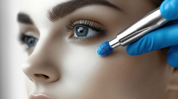 Facial Skin Care Treatment. Close up Of Beautician Using Microdermabrasion Tool On Woman's Face. Beauty Concept