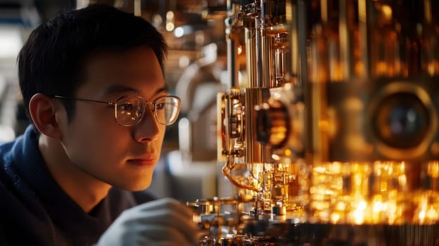 Scientist Working with Advanced Lab Equipment. Research and Development Concept