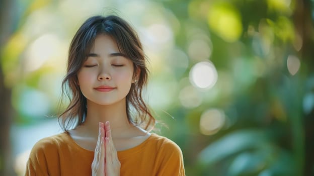 Serene Woman Meditating in Nature, Finding Peace and Mindfulness