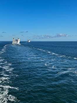 Ferry ships crossing the baltic sea from Rostock in Germany to Trelleborg in Sweden