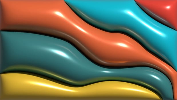 Multicolored inflated figures with shiny surface, 3D rendering illustration