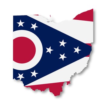 An Ohio State Flag Map Illustration with clipping path