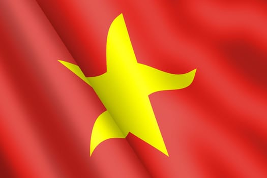 A Socialist Republic of Vietnam flag 3d illustration wind ripple