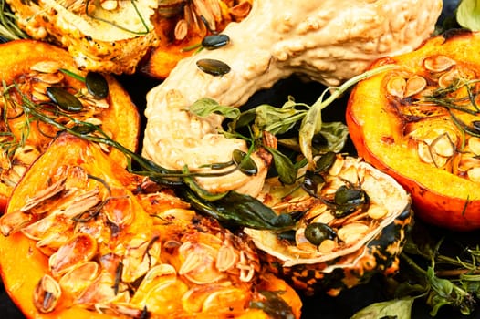 Freshly baked and juicy of pumpkin. Homemade roasted acorn squash