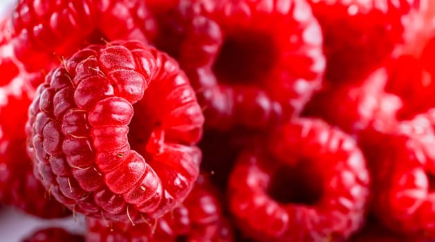 Close up of fresh raspberries.