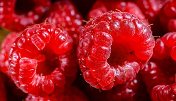 Close up of fresh raspberries.