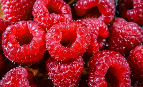Close up of fresh raspberries.