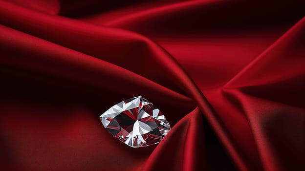 Luxurious dark red velvet fabric, sparkling diamonds background, AI Generated content