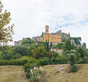 View of Eze, a small medieval village in Provence, France. Eze is listed under the most beautiful villages of France