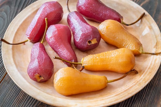 Red and white wine sweet poached pears