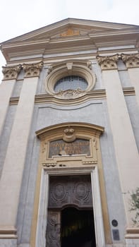 Nice, France - September 22, 2024: Divo Francisco A Paula Charitas church facade. at Nice, France