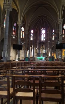 Nice, France - September 22, 2024: Interior of Basilique Notre Dame in Nice, France