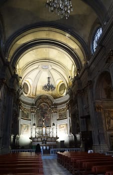 Nice, France - September 22, 2024: Divo Francisco A Paula Charitas church interior. at Nice, France