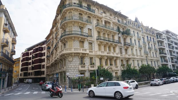 Nice, France - September 22, 2024: Beautiful architecture of Nice, south of France