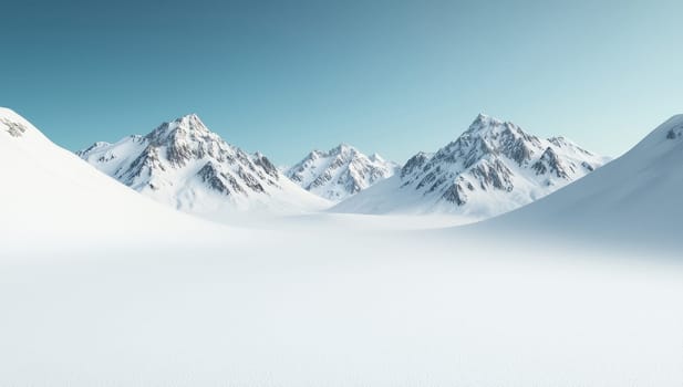Snowy mountains landscape on a sunny day
