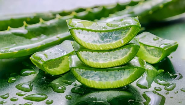 Aloe Vera pieces for cosmetics and well-being.