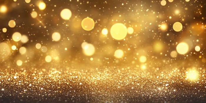 Christmas golden background card with copyspace copy space decoration panorama created with generative ai