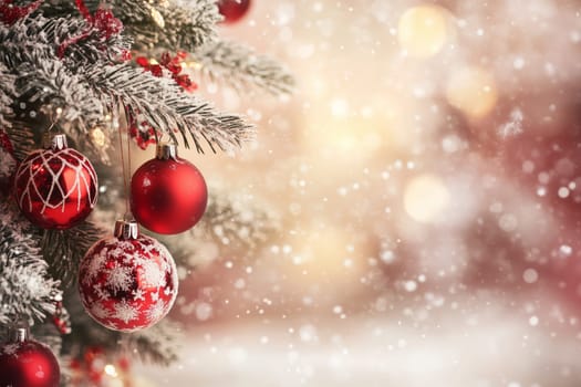 Christmas card with baubles tree and copyspace copy space invitation created with generative ai