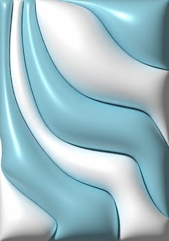 White and blue inflated figures with shiny surface, 3D rendering illustration