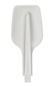 White plastic folding spoon on isolated background