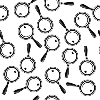 Vector magnifying glass, search icon seamless pattern. Magnifier, big tool instrument. Magnifier loupe search. Business Analysis symbol.