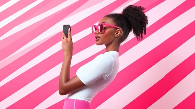 Female athlete taking selfie . Sporty fitness concept.