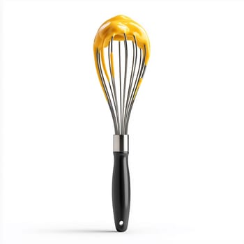 Whisk with cream isolated on white background