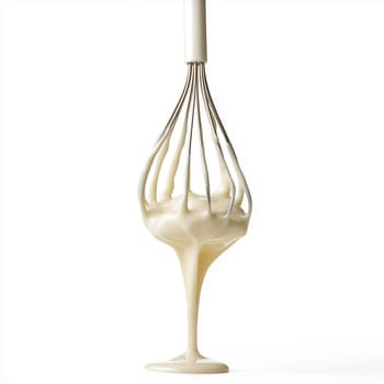 Whisk with cream isolated on white background