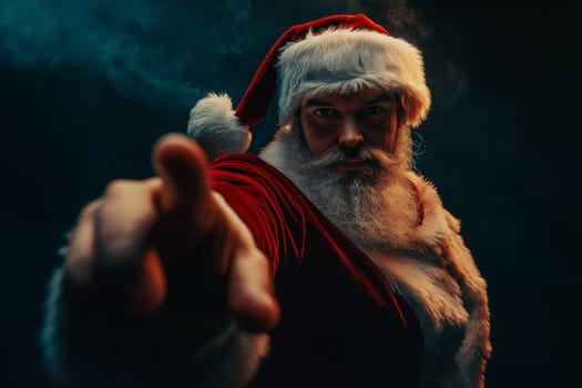 Striking fashion portrait: Elegant studio photo of a cool Santa.