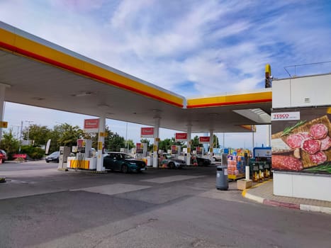 Budapest, Hungary - September 15, 2024: Shell gas station at sunny day. Shell is an Anglo-Dutch multinational oil and gas company headquartered in the Netherlands.
