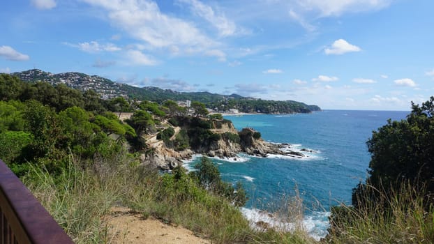 View of the sea coast in Lloret de Mar, Costa Brava, Catalonia at Spain.