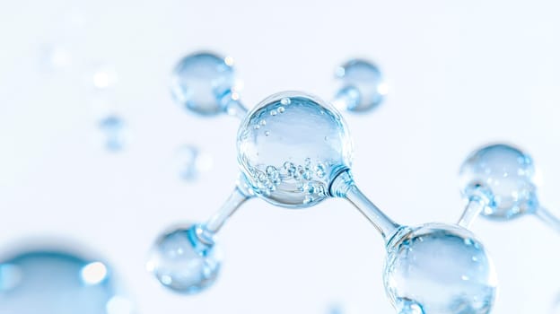 Mesmerizing 3d glass molecule floats gracefully on a light background, perfect for science, technology, and medical projects