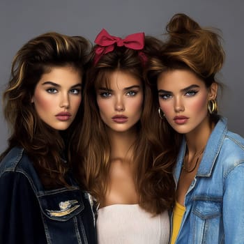 Party women from the 90s , 80s. AI generative.