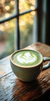tasty Matcha Latte made from green tea. AI generative.